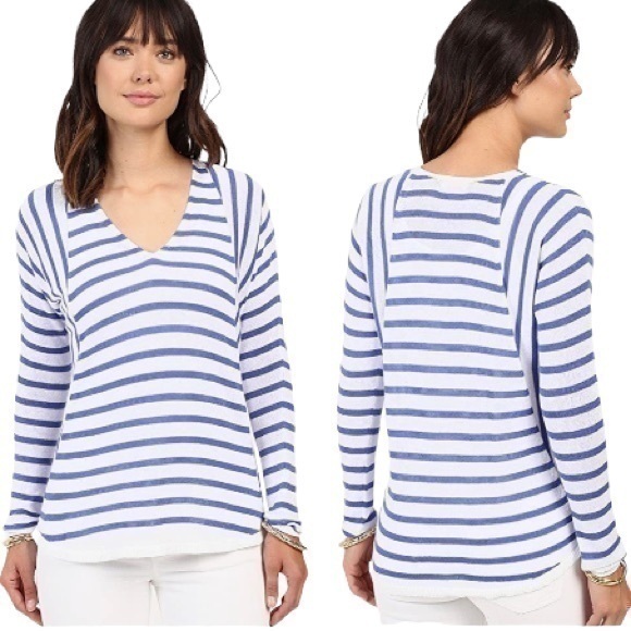 Lilly Pulitzer Sweaters - Lilly Pulitzer Blue White Striped Stasia Dolman Sleeve Knit Sweater Small